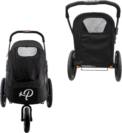 Breeze Black | Luxe hondenfietskar | groot formaat jogger | eenhandig opvouwbaar | luchtbanden | INCL regenhoes | bandenpomp | fietsadapter