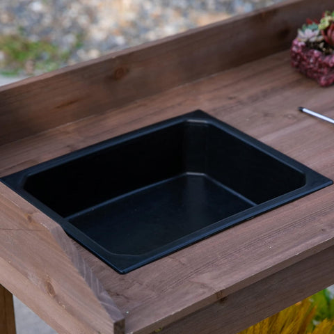 Oppottafel - Tuinwerktafel - Plantentafel -Tuinwerkbankje - met Schuiflade - 2 Niveaus - Bloementafel - voor Tuin - Sparrenhout - 92 x 45 x 119 cm - Bruin