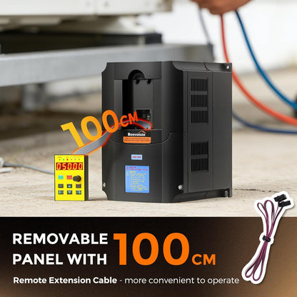 Bonvoisin Frequentieomvormer 4 kW 220 V, VFD-frequentieomvormer, eenfasige of driefasige ingang, CNC-toerentalregelaar voor motor met verlengkabel van 1 m