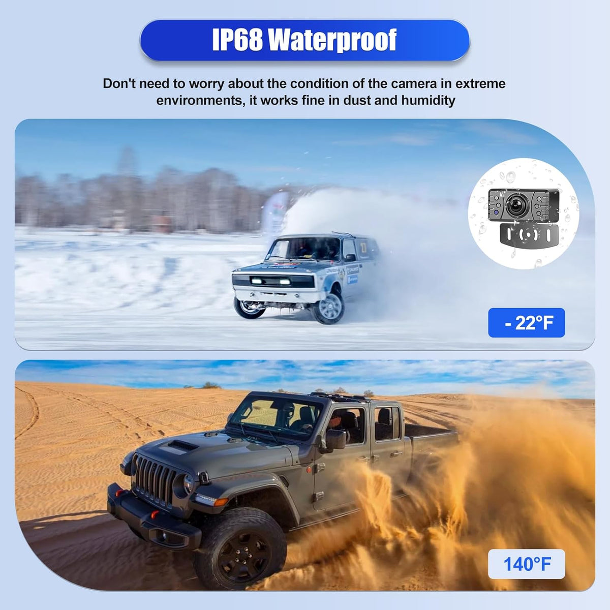 OiLiehu Draadloze Digitale Achteruitrijcamera, IP68 Infrarood Nachtzicht, 1080P Draadloze Camera Set met 4.3" IPS Monitor, Met Parkeerhulplijnen