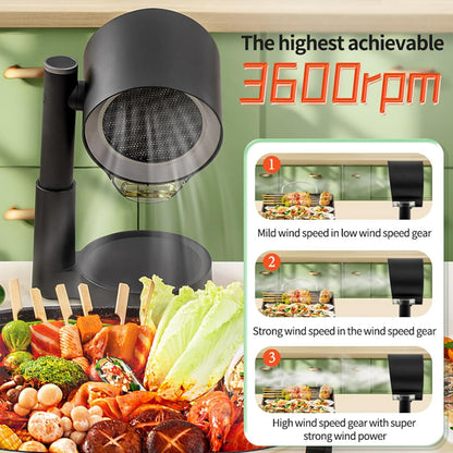 Mobiele afzuigkap, mini voor keuken, draagbare afzuigkap met hoogteverstelling en 3 snelheden, convectie-werking zonder afvoerslang voor inductie, BBQ, camper