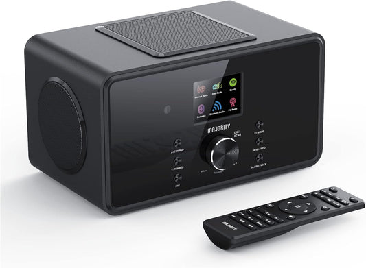 MAJORITY Bard Internetradio, Wifi, DAB Plus-Radio Met Bluetooth, Keukenradio, 100 Watt, 2.1-Luidspreker Met Subwoofer, Afstandsbediening Inbegrepen