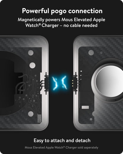 Mous - Dual Charging Station met Qi2 tot 15W snel opladen - MagSafe oplader compatibel met iPhone 16/15/14/13/12 serie en Airpods - USB-C kabel - Aramide Fibre