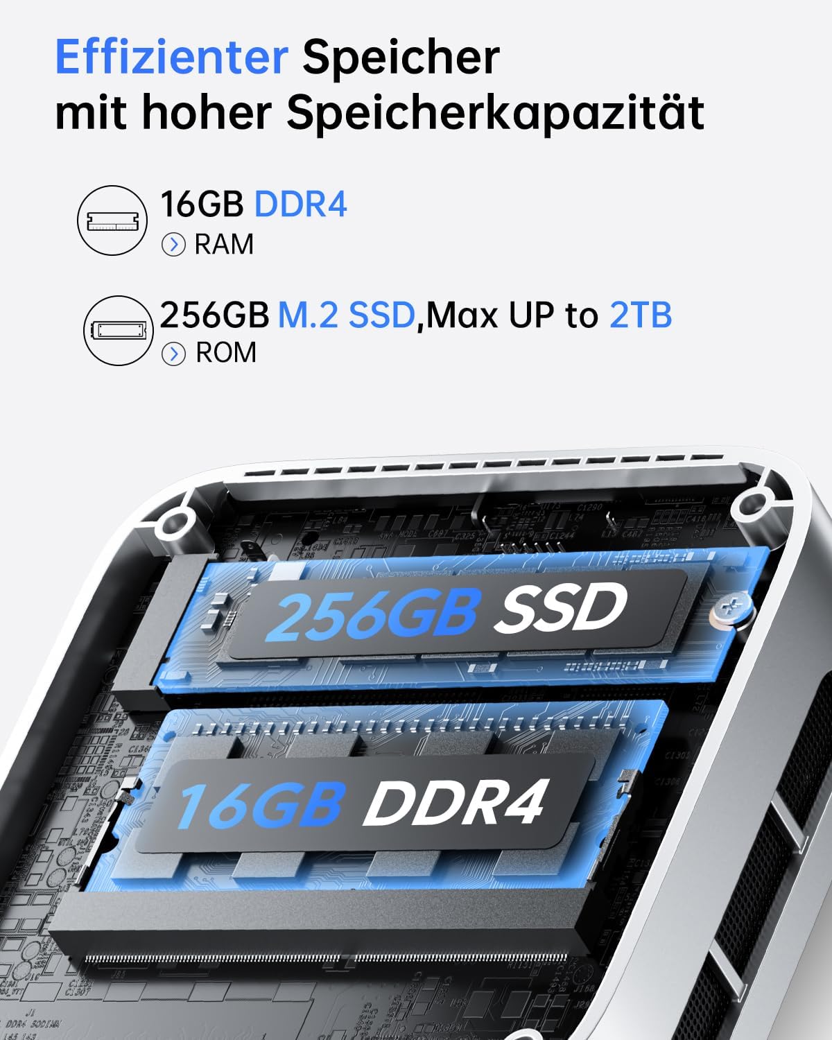 ACEMAGICIAN T8Plus Mini-PC, 12e Generatie Alder Lake N100 (Tot 3,40 GHz), 12 GB LPDDR5 256 GB M.2 SSD Met W11 Pro | Dual RJ45 | 4K HDMI * 3 | WiFi 5 Voor Thuis/Kantoor/School
