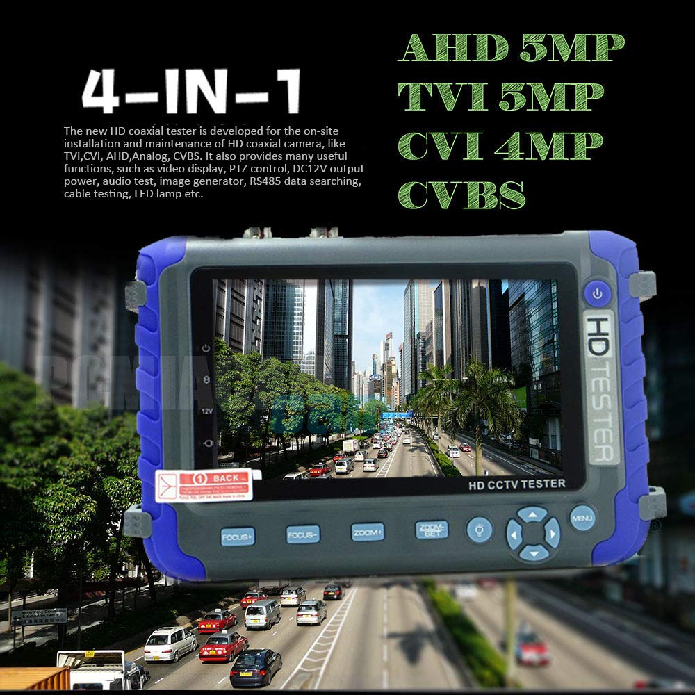 Professionele CCTV Tester IV8C 5" 8MP AHD TVI 4MP CVI CVBS Bewakingscamera HD Coaxiale Tester met PTZ Controller UTP Kabel Test DC 12V Output