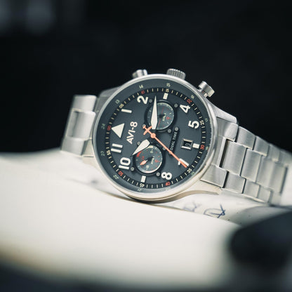 AVI-8 Hawker Hurricane Carey AV-4088, 43,5 mm, Japans kwarts-pilotenhorloge met lederen of roestvrijstalen band