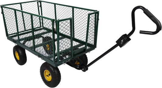 Wiltec transportwagen tot 550 kg met metalen roosters, tuinwagen met afneembaar zeil, handkar met legbord, tuinkar voor gebruik op gras en grind