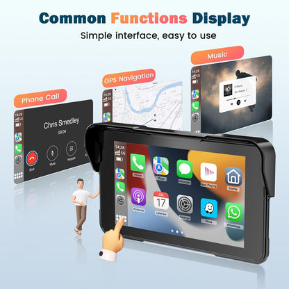 CarPlay Display Motorfiets – Motorfiets Navigatiesysteem – CarPlay Scherm – Android Auto Interface – Bluetooth Helmverbinding – 5 Inch HD Touchscreen – Waterdicht IP67