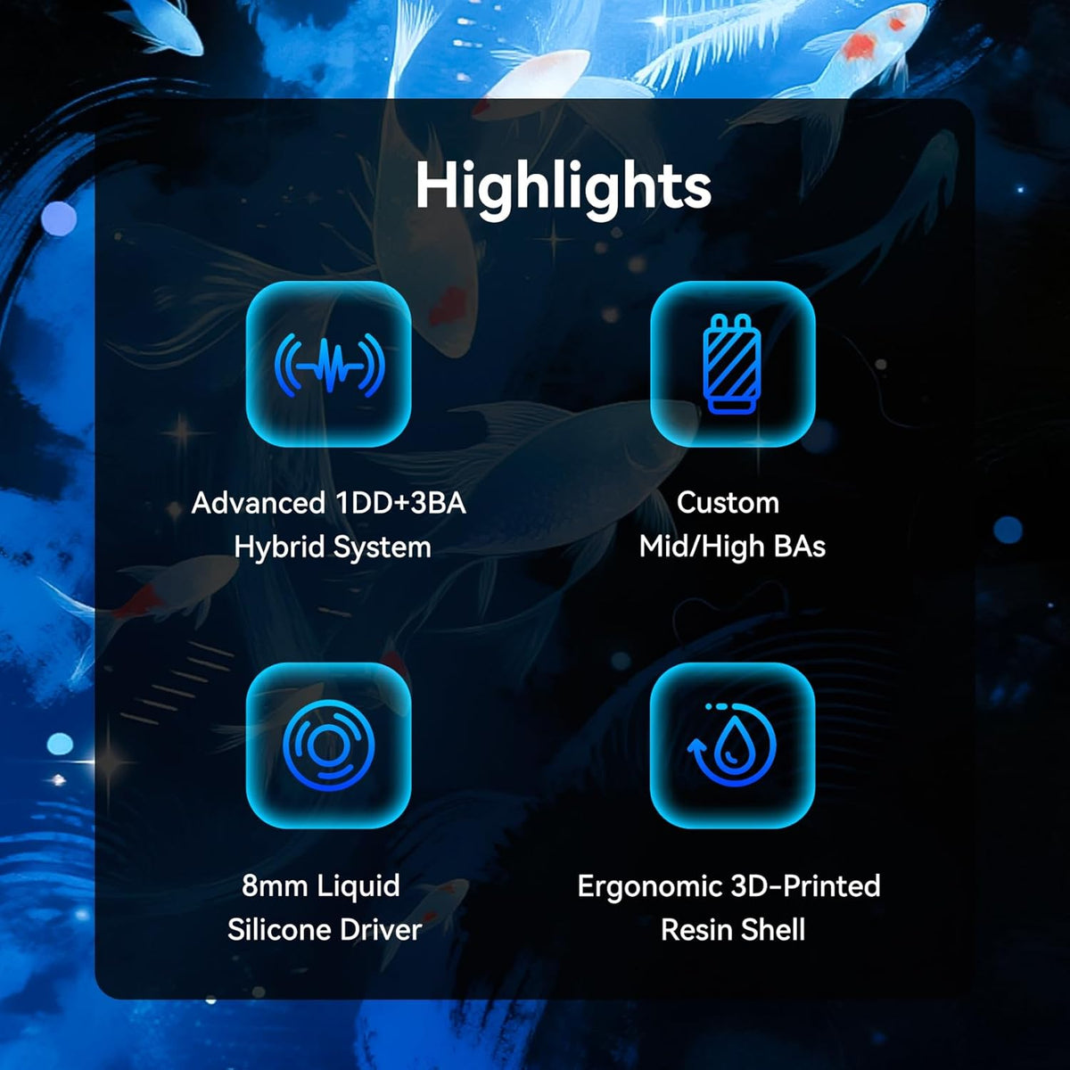 Yinyoo KBEAR SR8 IEM Oortelefoon, 1DD+3BA Hybrid Drivers In Ear Monitoren voor Muzikanten, HiFi Wired In Ear Oortelefoon Afneembare Kabel met 5N OFC, IEM's voor Gaming, Audiofiel en Live Performance