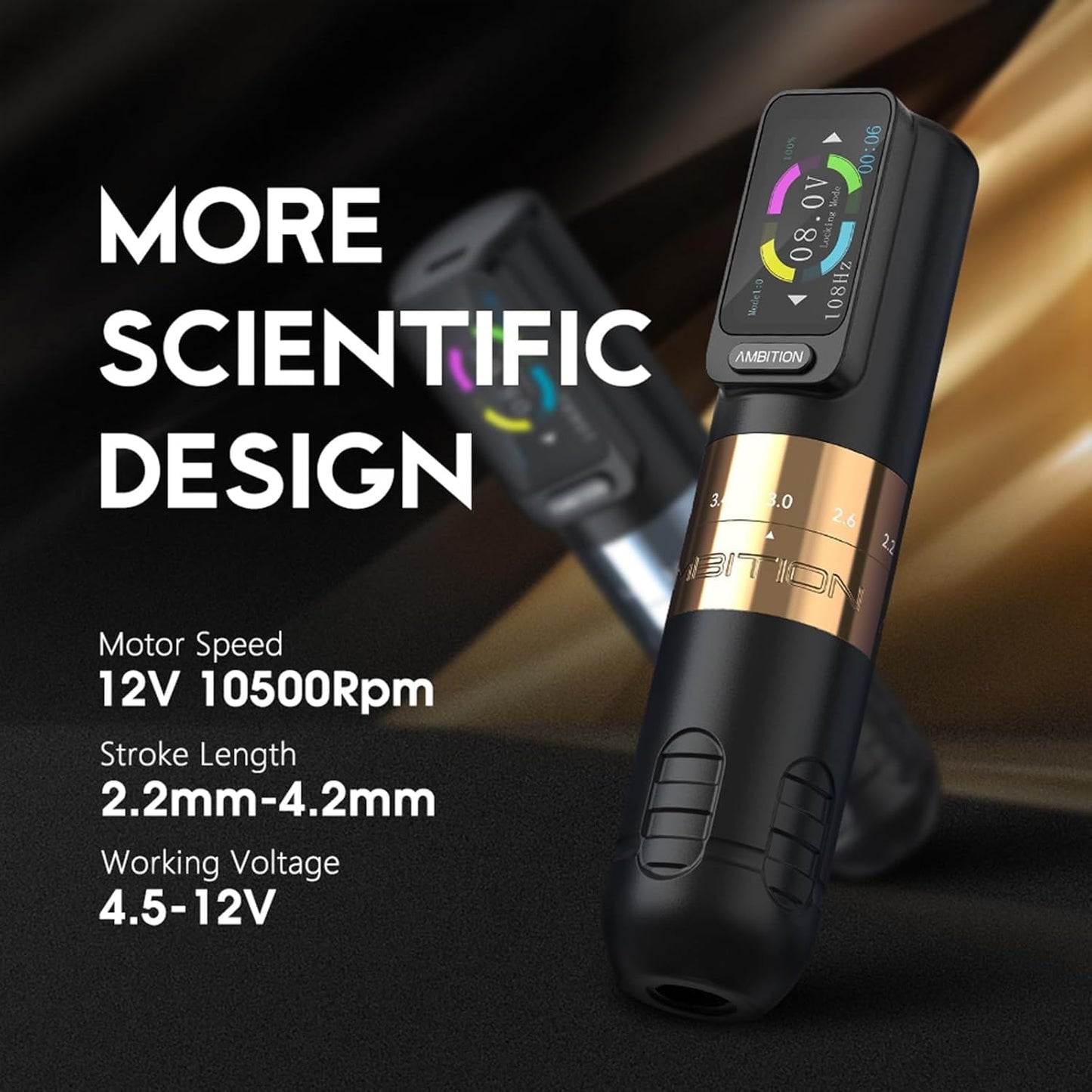Draadloze Tattoopen – Tattoo Machine – Rotary Pen – Tattoo Cartridge – Tattoomasjien – 6 Verstelbare Slagen 2,2-4,2 mm – 2400 mAh Batterij Met LED Display