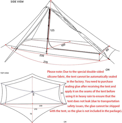 3FULGEAR Lanshan1 Pro Outdoor ultralichte campingtent voor 1 persoon, 3/4 seizoenen, professionele 20D nylon, dubbelzijdige siliconen tent, camping, trekking, kajakken, klimmen, wandelen,