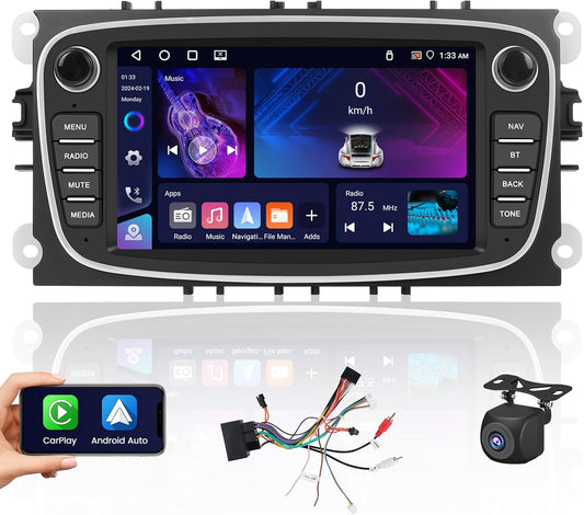 Android autoradio – Auto multimedia speler – Bluetooth autoradio – 7 inch touchscreen – 4GB RAM 64GB opslag – Draadloze CarPlay & Android Auto – GPS navigatie met WiFi - QUORE