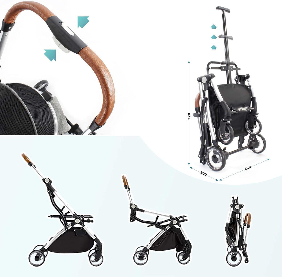 Fudajo hondenwagen 2-in-1 hondenbuggy inklapbaar grijs huisdierwagen honden met mand en plank