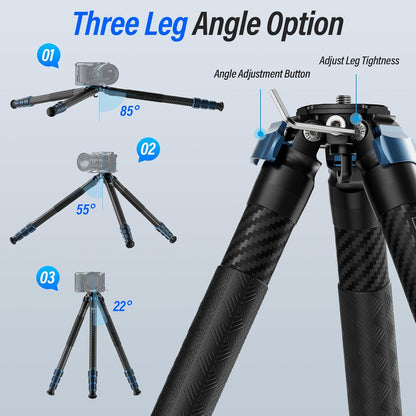 Reisstatief – Camerastatief – Fotostatief – Videostatief – Statief – Zwart – Koolstofvezel – 145 Cm Tot 18 Kg Draagvermogen