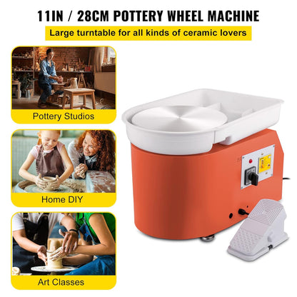 Pottenbakkersschijf – Keramische Draaischijf – Pottenbakmachine – Elektrische Draaitafel – Klei Schijf – 28 cm Aluminium Plateau – 350W Met Voetpedaal