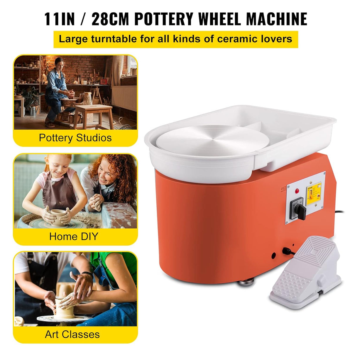 VEVOR Elektrische keramische machine, 0-300 omw/min, keramische wielmachine, 27,9 cm, draaitafel formaat, keramische trainingsmachine voor beginners en liefhebbers van keramische productie