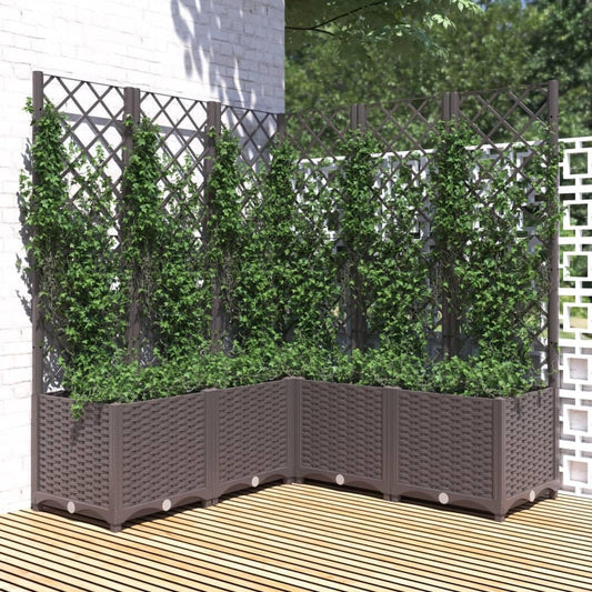 Gecheer Corner Planter with Trellis Polypropylene Brown 120 x 120 x 136 cm with Trellis - QUORE