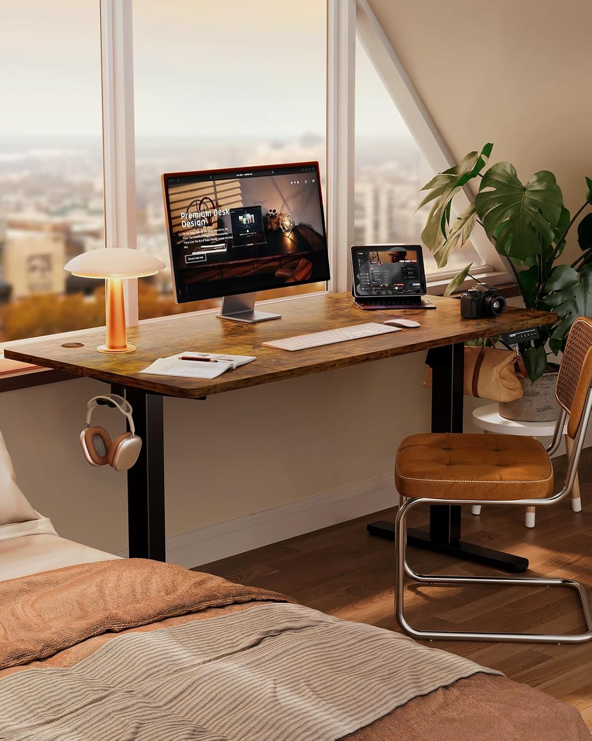 ErGear Elektrisch Zit-Sta Bureau Hoogte Verstelbaar 160 x 80 cm, Zit-Sta Bureau met 4 Geheugen Smart Paneel, Kantoor Bureau thuis met Verdeelplaat