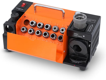 VEVOR Drill Sharpener, 3-13mm End Mill Grinder, Lip Relief Angle and 95°-135° Point Angle, Adjustable Drill, Portable Grinder with 11 Collets, CBN & SDC Wheel