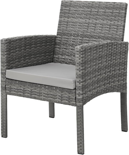 SVITA Brooklyn XL Poly Rattan Dining Set Lounge Set Garden Furniture Set Dining Table Grey - QUORE