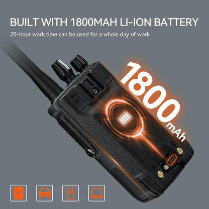 Retevis C1 Walkie talkies Lange Afstand, Professionele Portofoon IP67 Waterdichte 1800mAh Groepsoproep Ruisonderdrukking VOX, Dual Band Walkie Talkie voor Volwassenen Bosredding (Zwart, 2 Stuks)