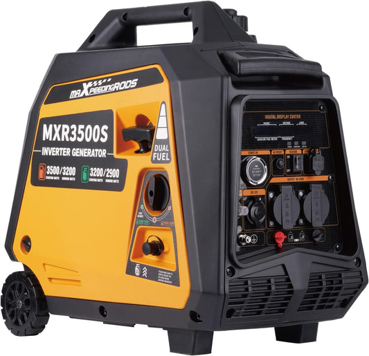 MaXpeedingrods Inverter, stroomgenerator, 3500 W, LPG/benzine, 4-takt, USB en 230 V stopcontact, generator op gas, digitaal, stil en licht, noodstroomaggregaat