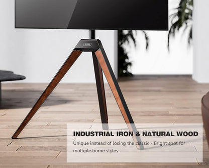 FITUEYES TV-Standaard op statief voor 32-60 inch schermen Gemaakt van hout Verstelbare hoogte 1150-1300mm Verstelbare hoek ± 20° VESA 200x200-400x400mm
