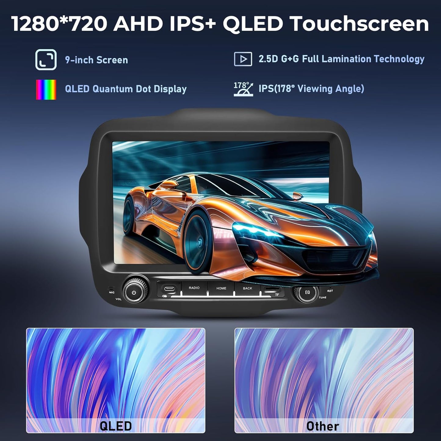 Autoradio Jeep Renegade – Multimedia Unit – Navigatiesysteem – Autoradio Stereo – Inbouw Radio – 9-inch HD IPS QLED Touchscreen – Android 14 met 4G LTE & Draadloze CarPlay