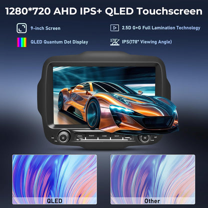 Autoradio Jeep Renegade – Multimedia Unit – Navigatiesysteem – Autoradio Stereo – Inbouw Radio – 9-inch HD IPS QLED Touchscreen – Android 14 met 4G LTE & Draadloze CarPlay