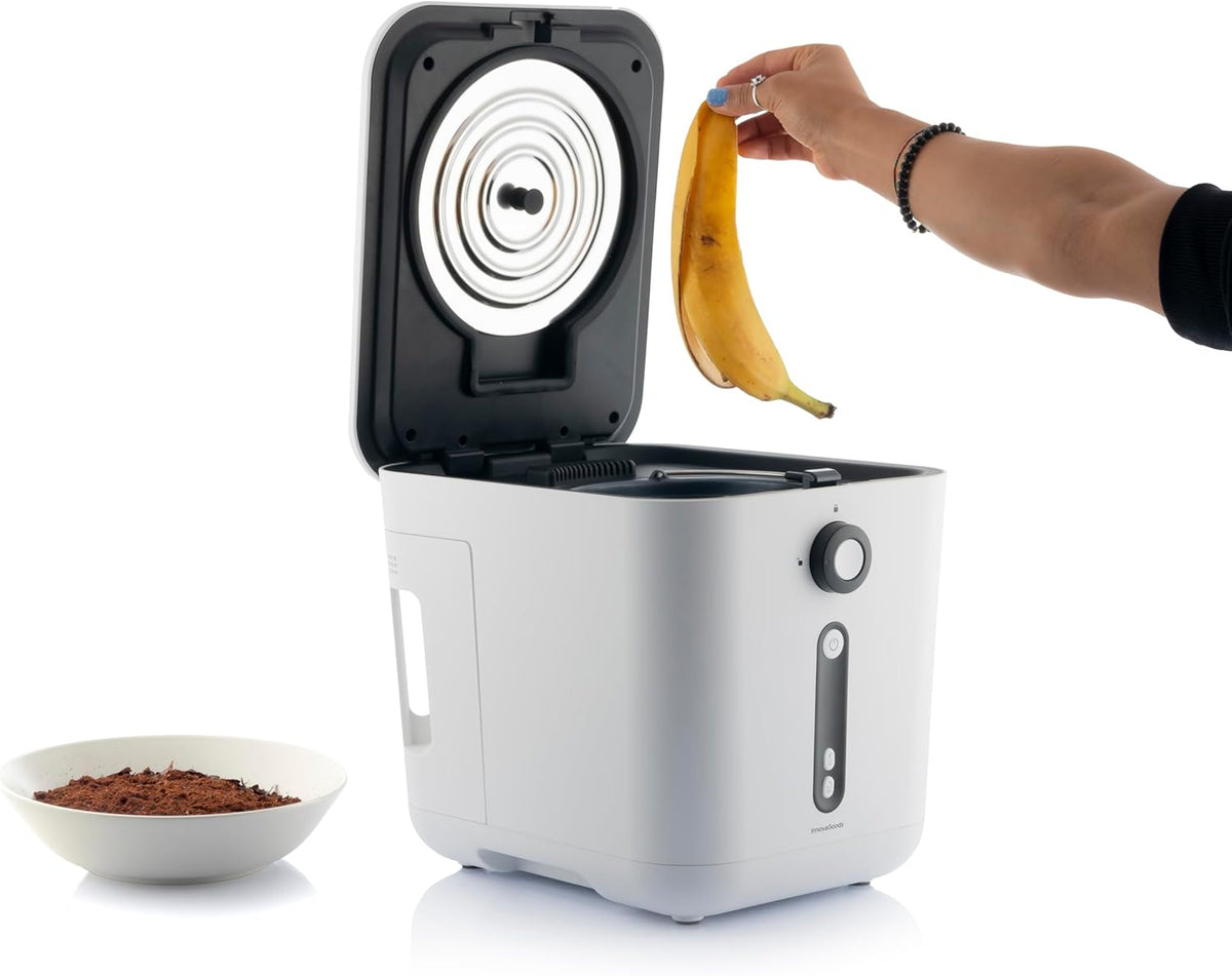InnovaGoods® elektrischer Küchenkomposter 3 Liter, idealer Komposter für das Recycling von organischen Abfällen ohne Geruch, elektrischer Komposter mit Antihaftbeschichtung.