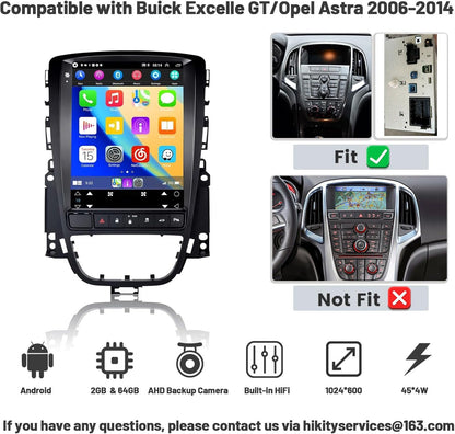 Hikity - Android 13 Autoradio voor Opel Astra J Buick Excelle GT met Draadloos Carplay Android Auto GPS Navi Radio met 9,7 Inch Touch Display WiFi FM BT Achteruitrijcamera