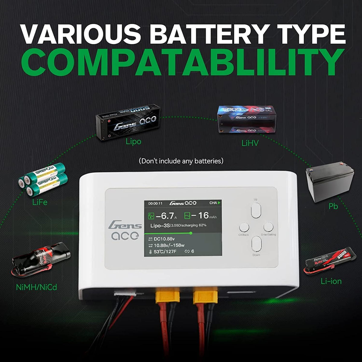 Dual Channel RC Oplader – Acculader – Batterijlader – LiPo Oplader – NiMH Oplader – 15A Max Laadstroom – Realtime Display