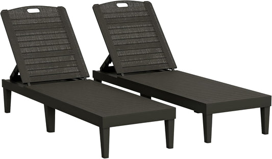 Outsunny 2er Set Sonnenliege wetterfest Gartenliege mit 4-Fach höhenverstellbarer Rückenlehne bis 120 kg load bar Outdoor Liegestuhl Gartenmöbel Strandliege Relaxliege für Pool, Strand Schwarz