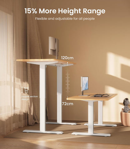 MAIDeSITe Electric Desk Height Adjustable Desk Frame Height Adjustable Desk Frame with 4 Memory Control and Anti-Collision Function(White) - QUORE