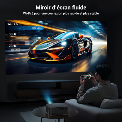 [1500 ANSI/Autofocus/Keystone] HAPPRUN 4K Ultra HD Projector, Home Cinema Beamer met WiFi 6 & Bluetooth 5.2, 300” Scherm met 50% Zoom, Compatibel met Mobiel/TV-Stick/PC / PS5
