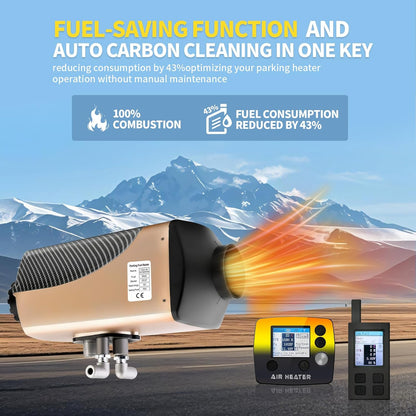 Standkachel Diesel 12V – Dieselverwarming – Dieselkachel Camper – Garageverwarmer – Werkplaatskachel – 7 kW Dual Lucht- en Waterverwarming – Bidirectionele Afstandsbediening Met LCD-Display