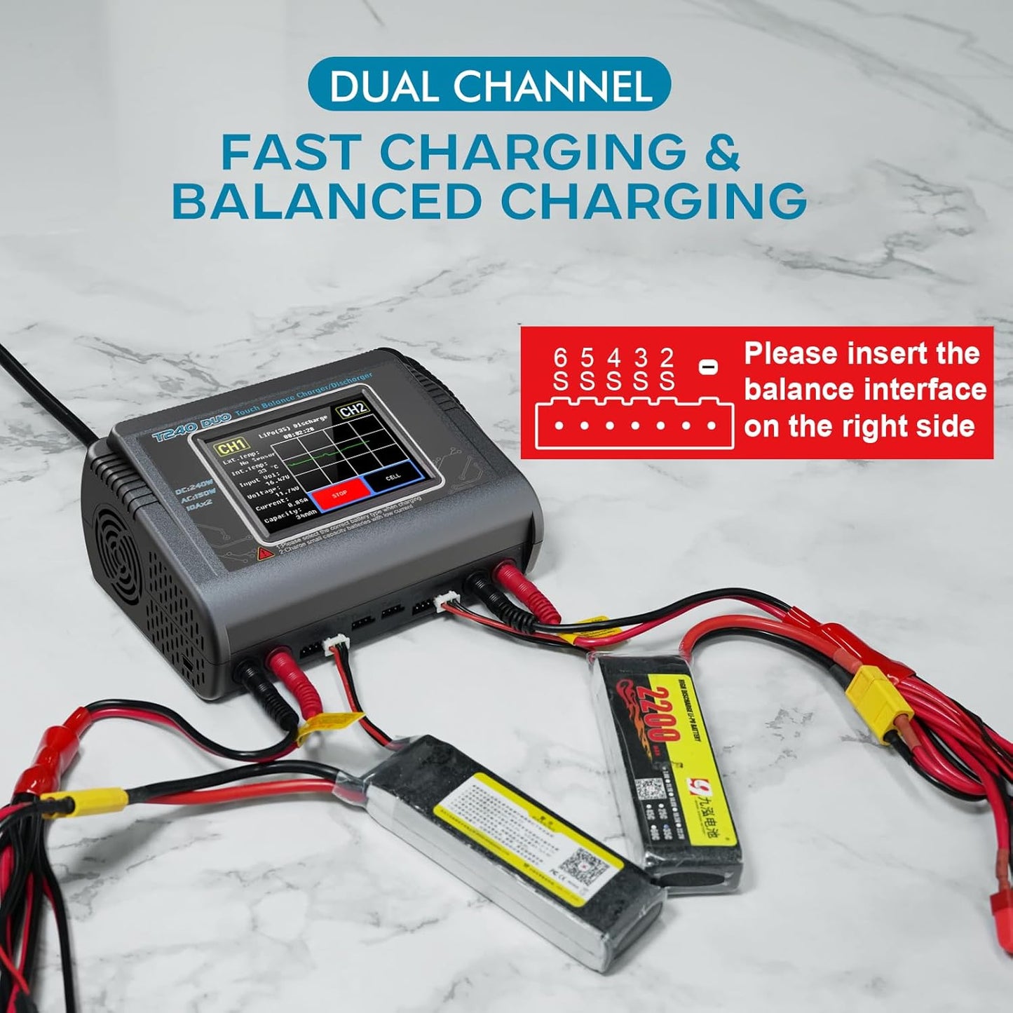 Lipo Balance Oplader – RC Oplader – Batterijlader – Acculader – Balanslader – Veilig Laden – Dubbel Kanaal 10A – 150W AC / 240W DC – Compatibel XT60 Deans Tamiya