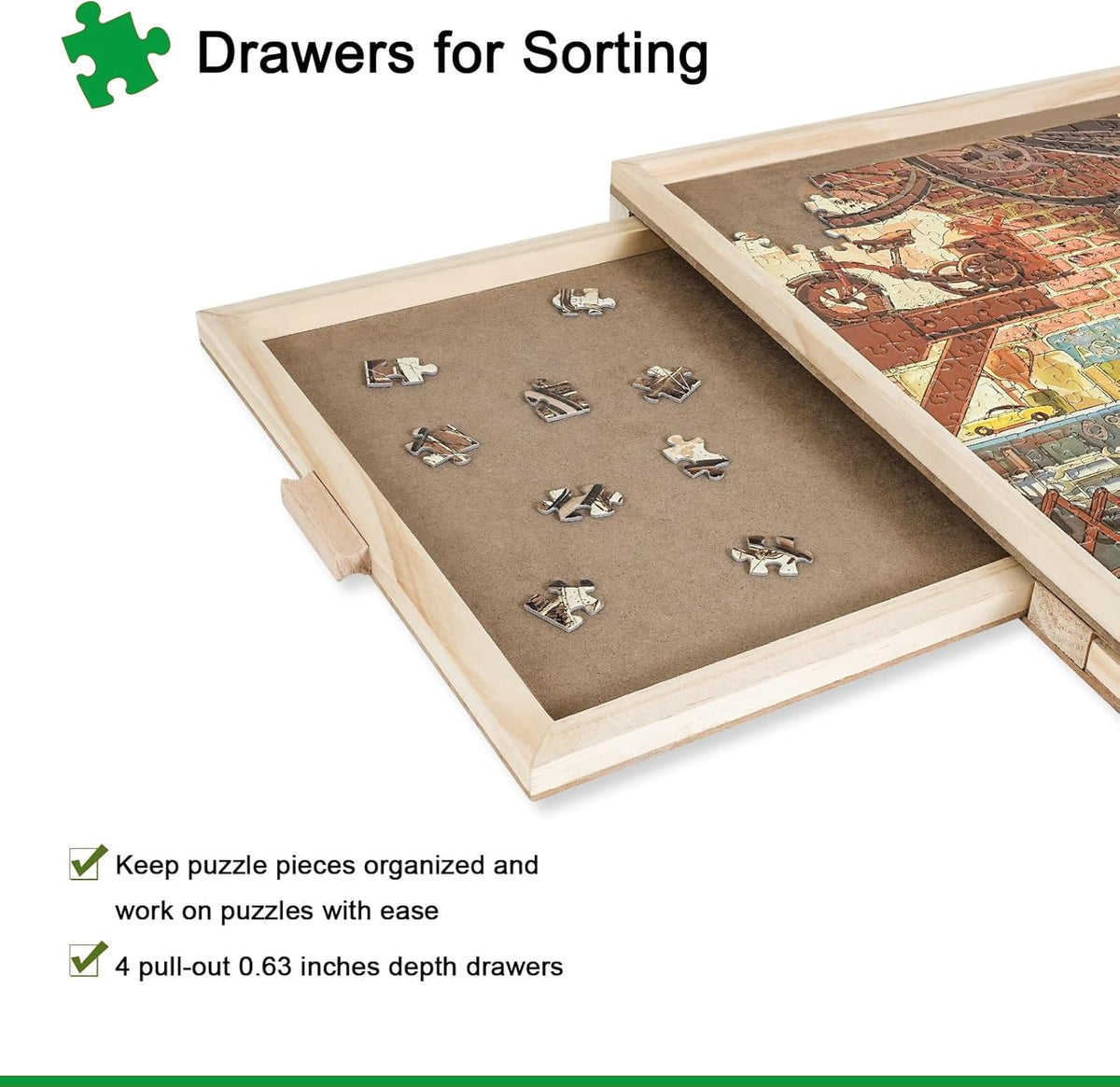 ALL4JIG 1500 Pieces Rotating Puzzle Board with Drawers and Cover, 66 x 88 cm, Portable Jigsaw Puzzle Table for Adults, Portable Lazy Susan Rotating Puzzle Boards, Birthday Gift for Mom - QUORE