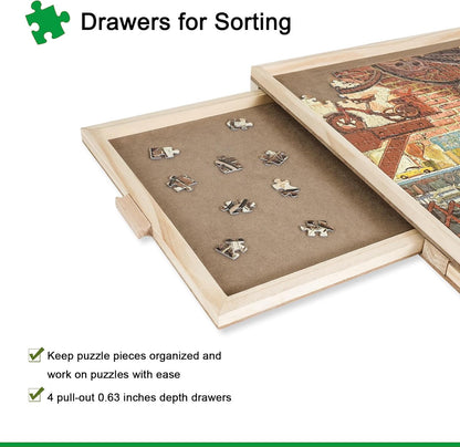 ALL4JIG 1500 Pieces Rotating Puzzle Board with Drawers and Cover, 66 x 88 cm, Portable Jigsaw Puzzle Table for Adults, Portable Lazy Susan Rotating Puzzle Boards, Birthday Gift for Mom - QUORE