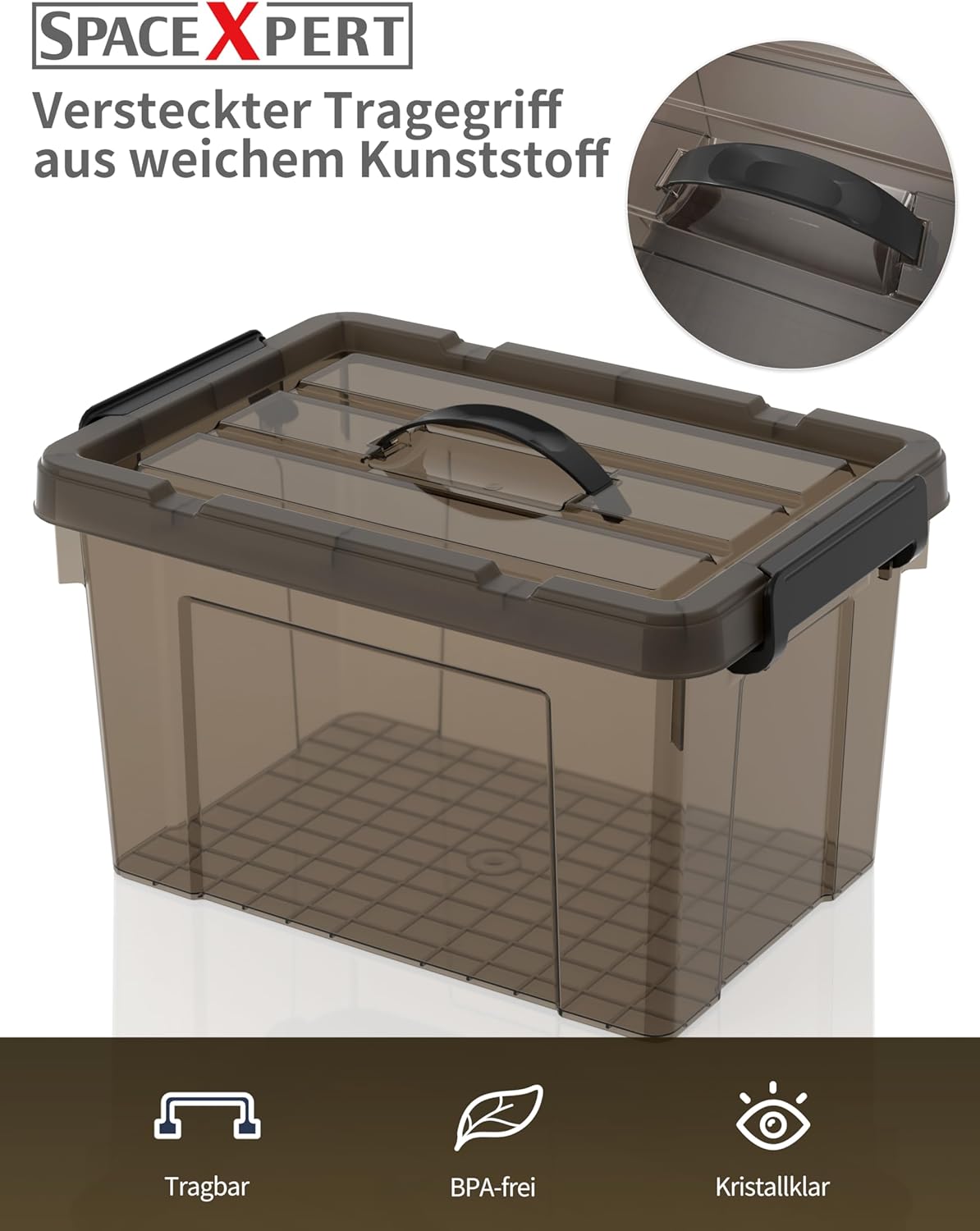 Opbergdozen – Opbergboxen – Opbergbakken – Organisatiedozen – Bewaarboxen – Set Van 6 – 65 Liter – Duurzaam PP Kunststof Met Handvat – Stapelbaar En Nestbaar