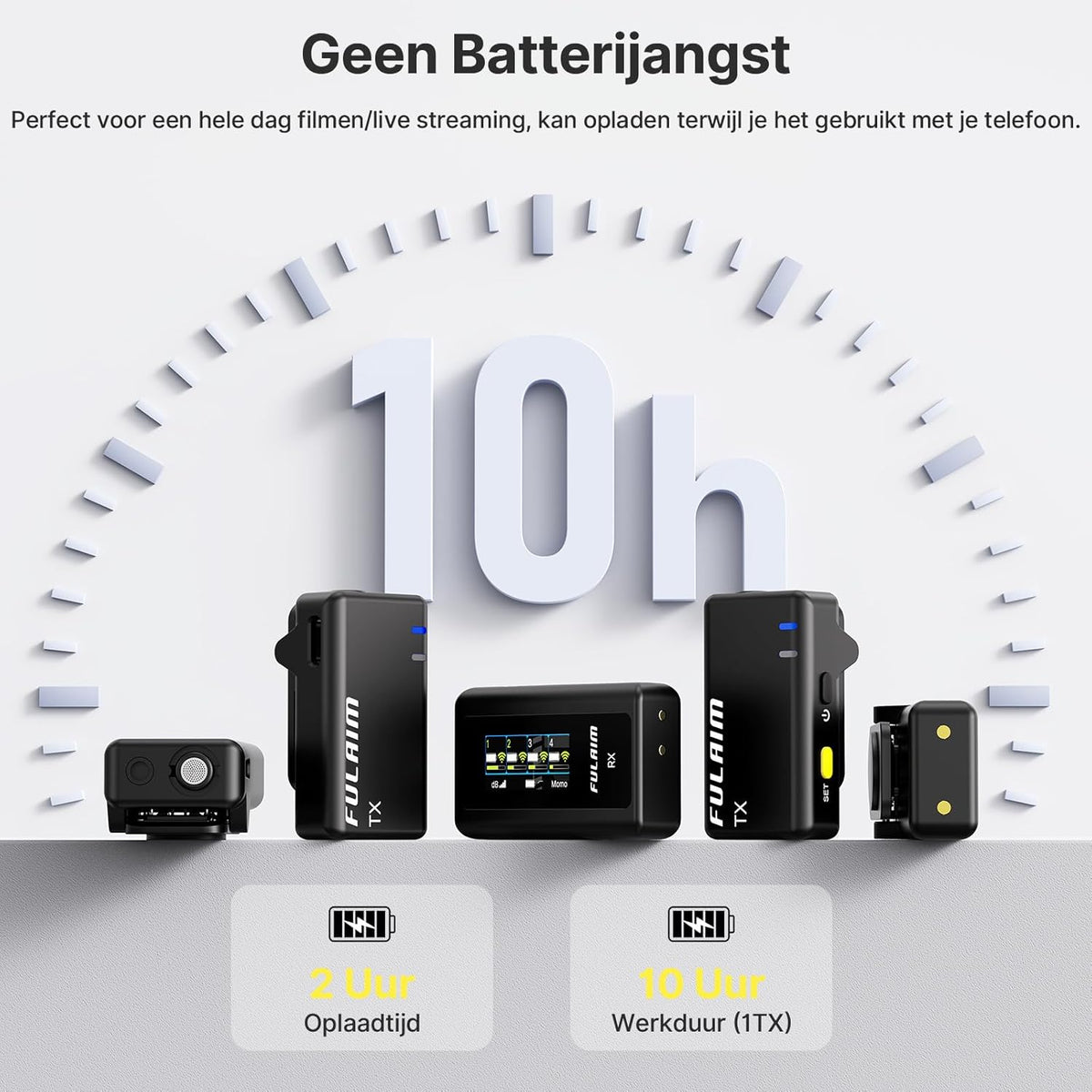 FULAIM X6 Compact, Draadloos Digitaal Microfoonsysteem voor 4 Personen, voor Camera's en Smartphones (2,4 GHz) - Ideaal voor Interviews, Vlogging, Podcasts, Online Lessen, Live Streaming