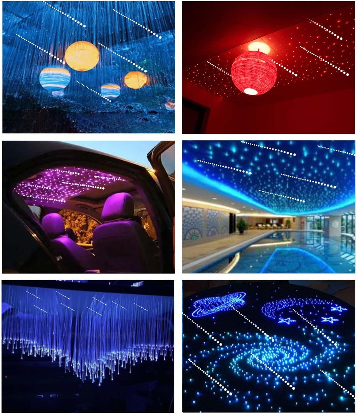 DEWEL Starry Sky Autoglasvezel licht, 12W RGBW Twinkle LED Glasvezel Ster Plafondverlichting kit Voor Bar/Café/Feest/Huis/Auto, APP/Afstandsbediening, 450 stuks x 0,75 mm x 2 m/meteoorwit