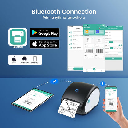 Bluetooth-labelprinter, DHL-labelprinter, verzendlabelprinter voor barcode-verzendlabels, DB403 thermische printer 4x6, compatibel met Esty, Royal Mail, DHL, Fedex, USPS