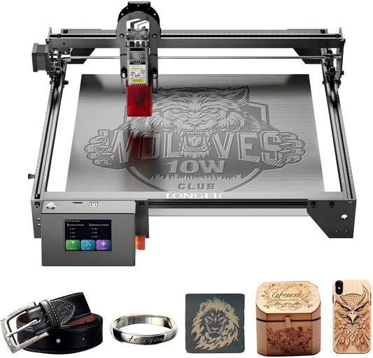 Longer 10 W lasergraveermachine & cutter – upgrade editie met 24.000 mm/min, 3,5 inch kleuren-touchscreen, offline app, voor metaal/glas/hout DIY