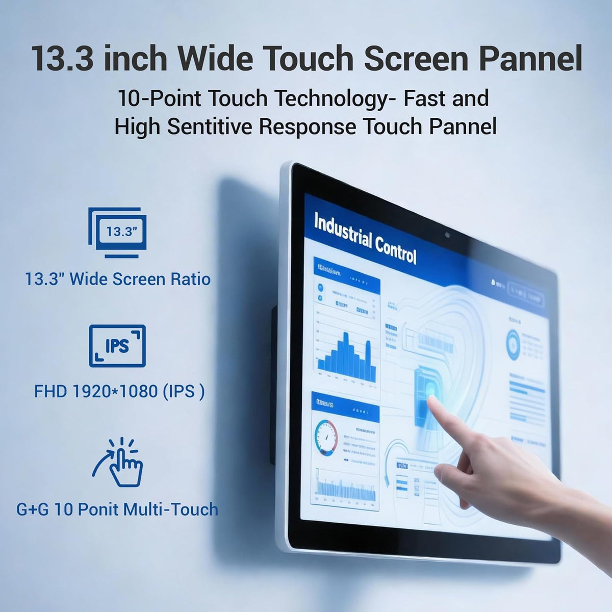 Industriële Touch Panel PC – All-in-One Computer – Mini PC – Panel PC – Tablet PC – 13,3 Inch Full HD Touchscreen – Ventilatorloos Met Intel Celeron N5100 & 8GB RAM