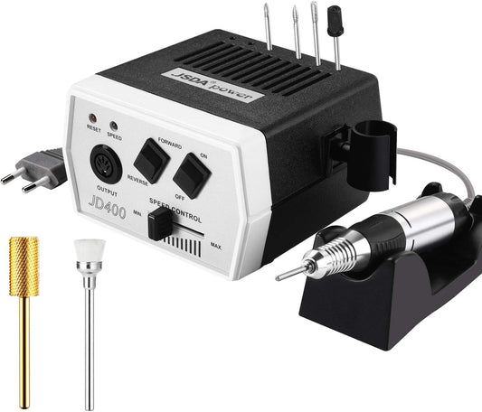 JSDA JD 400 Premium Nagelfrees voor gelnagels met professionele snelheid van 30.000 tpm, gelnagelfrees voor gelnagels, elektrische nagelfrees, incl. 4