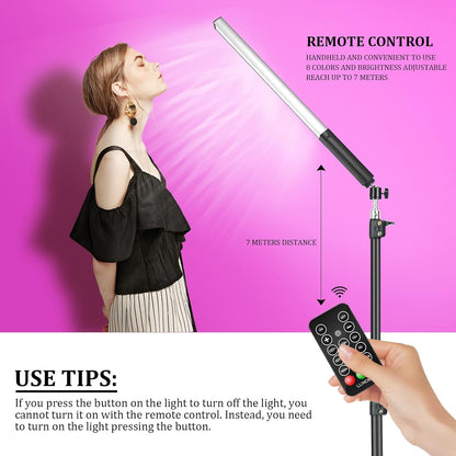 Led-videolamp – 2 stuks RGB videolichtstaaf, led video licht, handheld fotografie licht, camera licht – Met statieven 0,75 m tot 2,08 m – 1000 lumen, instelbare kleurtemperatuur 3000 K tot 6000 K