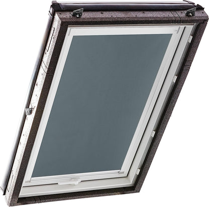 Original Roto Blackout Roller Blind ZRV Almost Complete Darkening, Guide Rail White for Roto Roof Windows Series Designo R4/R7 and Classic 43/73 with Size 065/118 | 06/11 Colour Dark Grey - QUORE