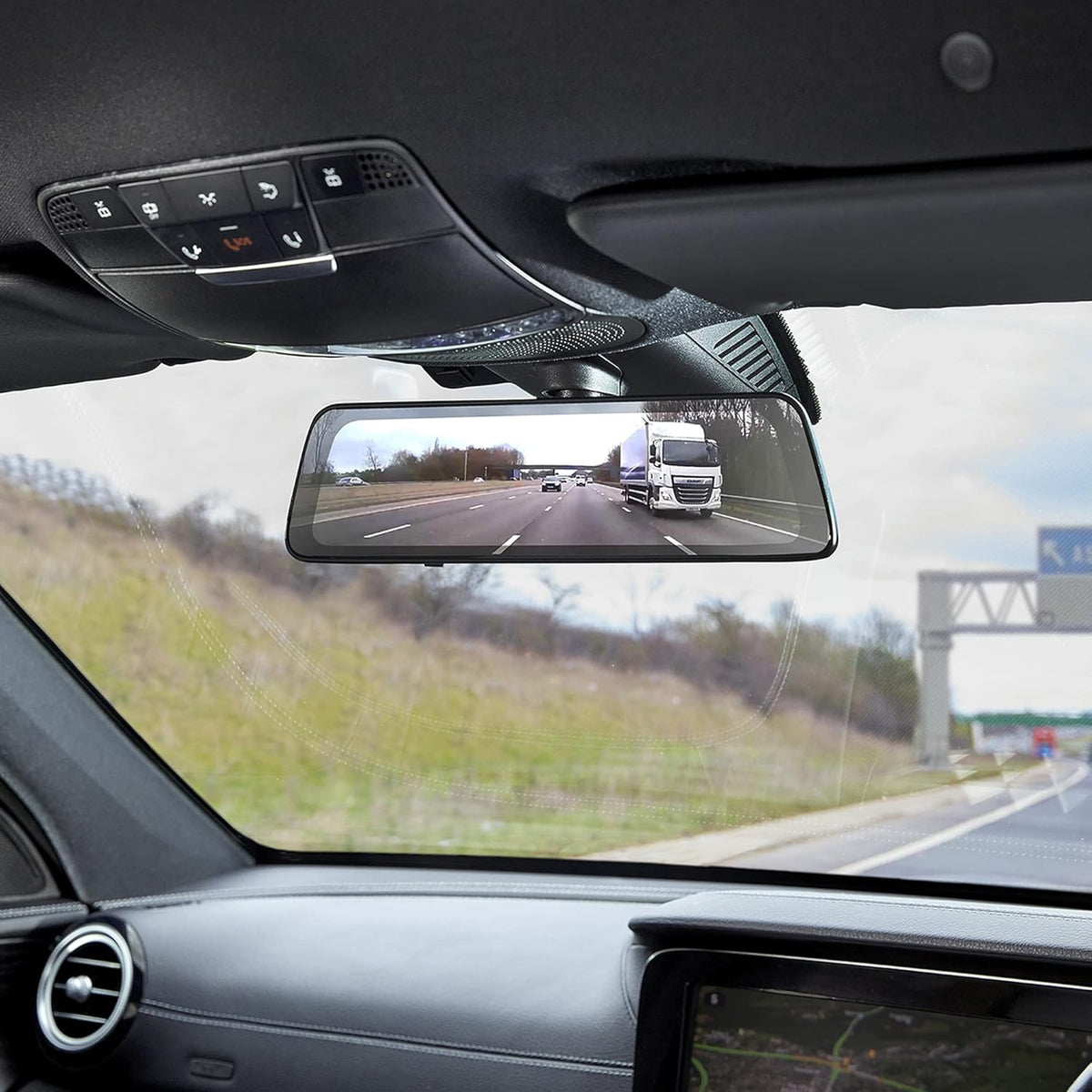 Road Angel Halo View 2K - Dubbele 1440p randcamera, achteruitkijkspiegel, met 1080p achteruitrijcamera, 10 inch touchscreen, nachtzicht, geïntegreerde wifi, echte parkeermodus, zwart