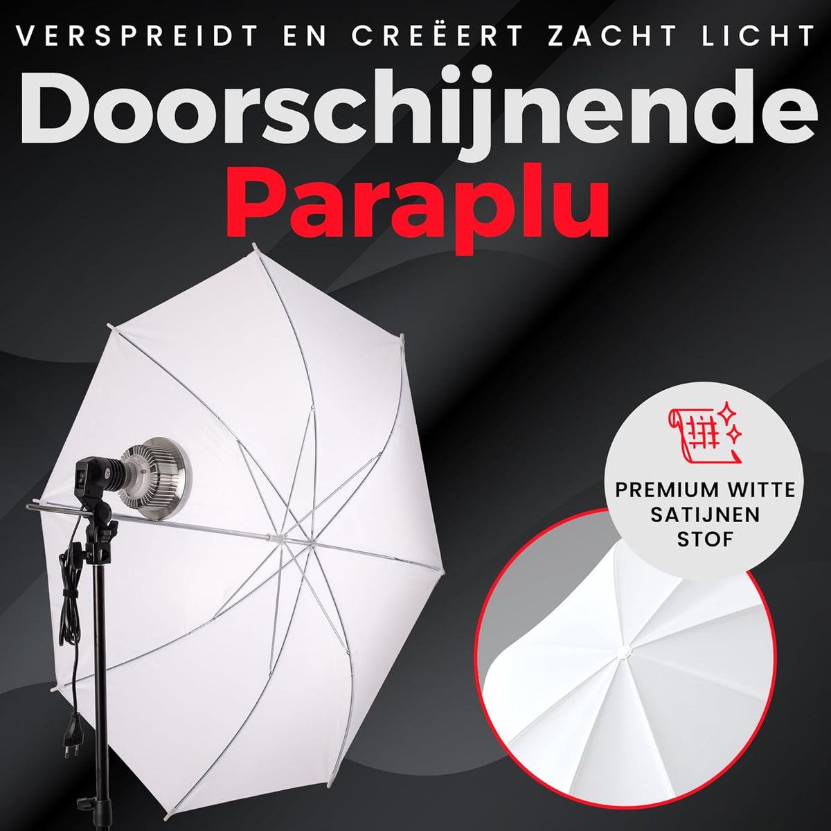 Green screen (3 x 3 m) met Achtergrondsysteem (3 x 2,6 m) - Fotostudio Set - Inc.Wit en Zwart achtergronddoek, Softbox, Paraplu’s, Lamphouders, LED lampen, Reflectiescherm & Draagtas